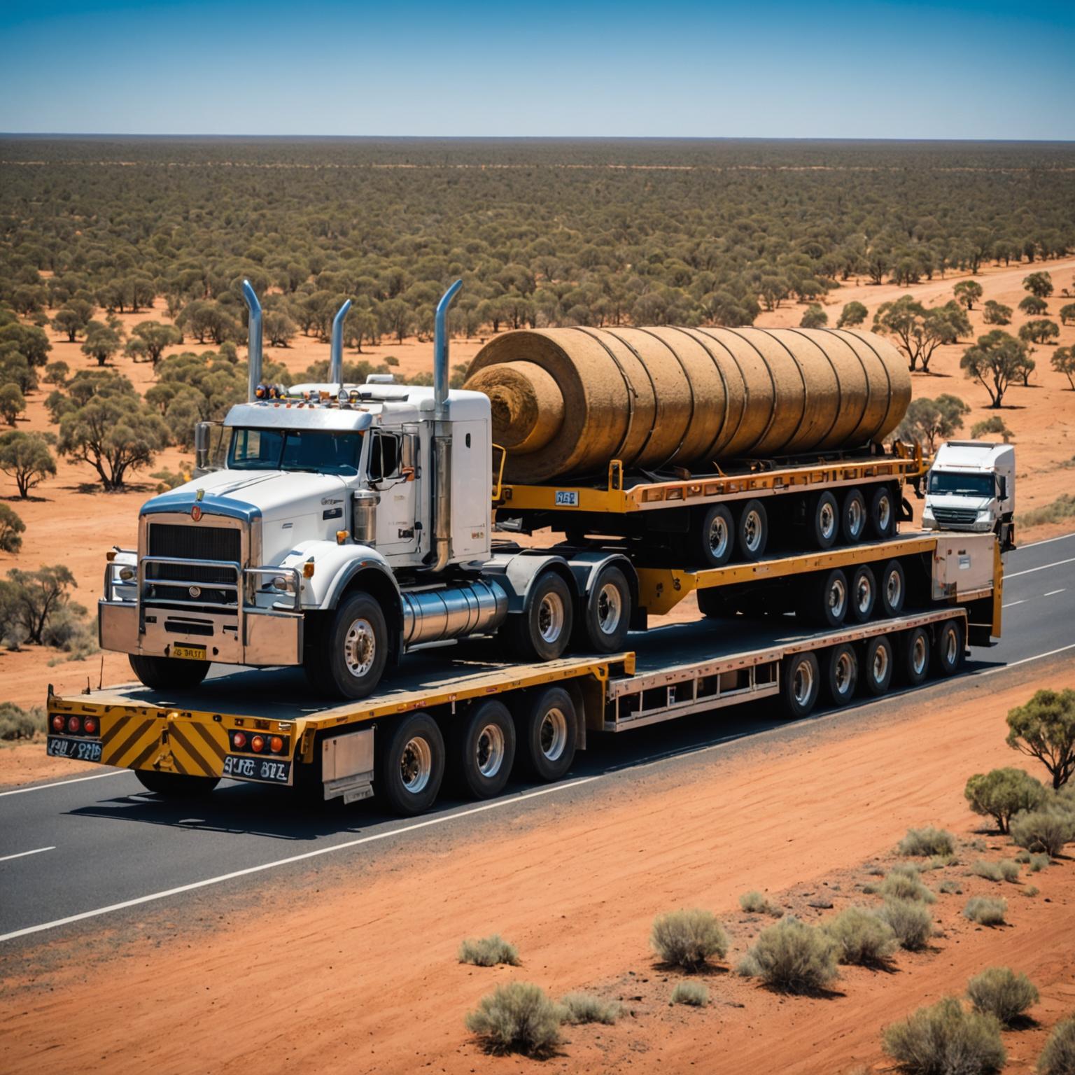 Heavy haulage truck transporting oversized freight on an Australian highway