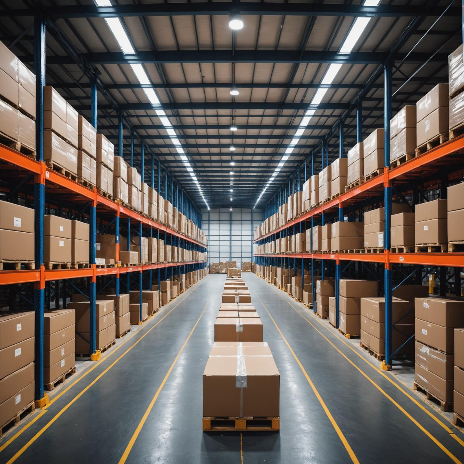Organised warehouse interior with pallet racking and logistics operations